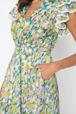 Aleece Dress in Feather Strokes