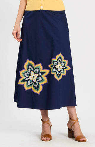 Valentina Medallion Skirt in Beacon Blue