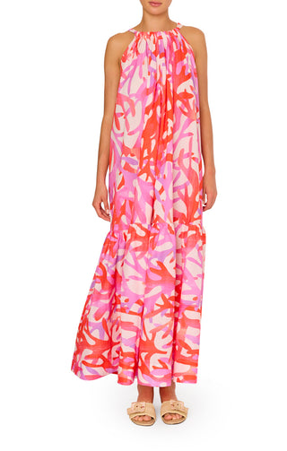 Under The Sea Halter Maxi Dress in Pink Multi