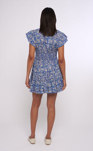 Madelyn Mini Dress in Queenie Blue Rock Print