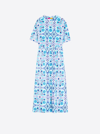 32342 Aroa Dress in Print Azul Lino