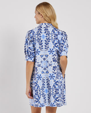 Emerson Dress in French Tile White