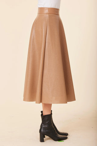 Perforated Skirt in Camel