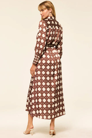 Herminia Dress in Choco Rattan Tile Mix