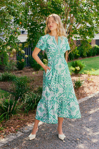 Eloise Dress in Meadow Zellige Tile