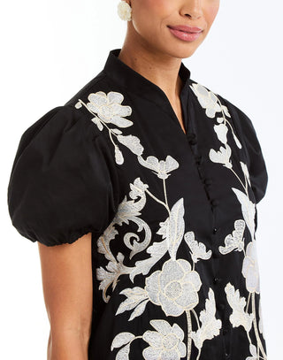 Elliana Midi Dress in Black/Ivory