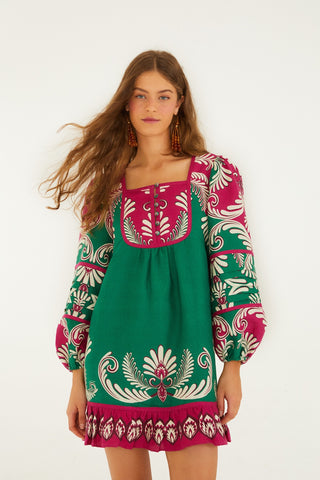 Spring Arabesc LS Mini Dress in Multicolor