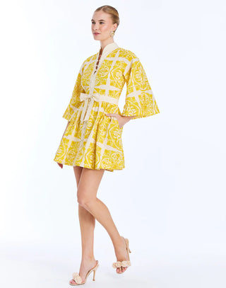 Carmen Mini Dress in Azulejo Yellow