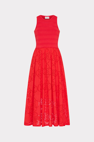 Geo Eyelet Knit Midi Dress