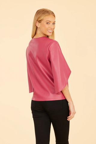 Vegan Cascade Sleeve Top in Dark Pink