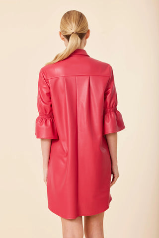 Ruffle Sleeve Dress in Deep Pink