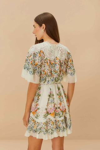 Sweet Bloom Bouquet Off-White Mini Dress