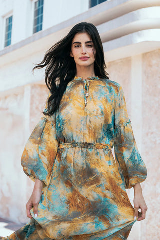Amata Dress in Halcyon Fresco