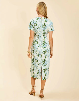 Hampton Convertible Midi Dress in Quatrefoil Blue