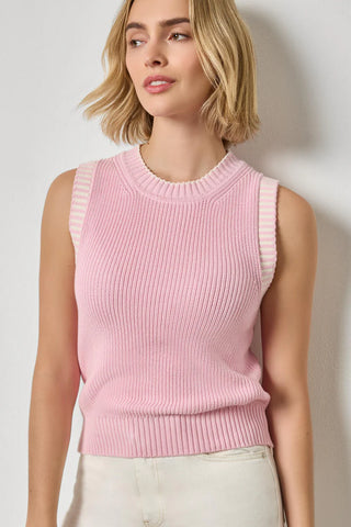 Sleeveless Crewneck Sweater in Peony