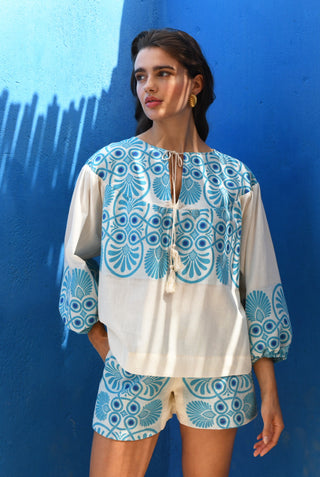 Kirki Shirt in Ecru Blue
