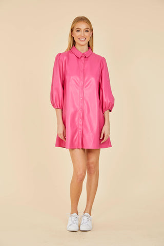 Exaggerated Sleeve Dress in Fuchsia