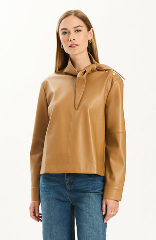 Rebecca Leather Tie in Latte