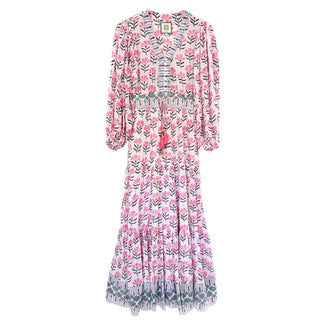 Clover Maxi in Fuschia Navy Flower