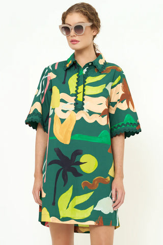 Collared Shirt Dress in Paradiso Green