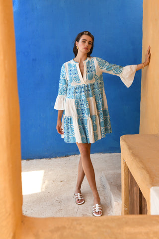 Kirki Dress in Ecru Blue
