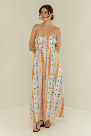 West Dress in Tropical Stripe