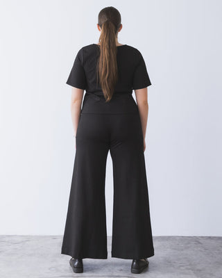 Ponte Knit Standard Wide Leg Pant in Black