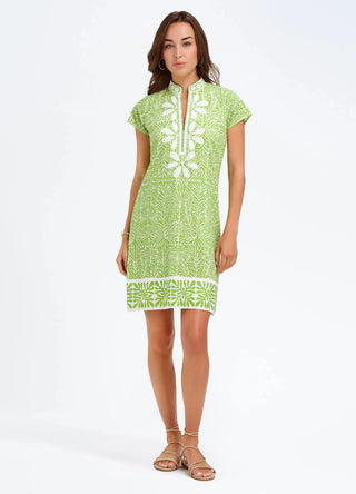 Eli Cap Slv Dress in Coral/Green
