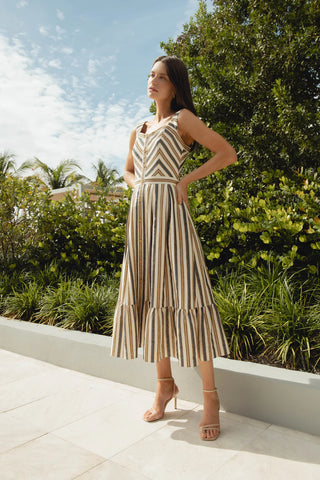 Lyda Dress in Sand/Ivory/Jet