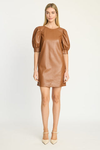 Lali Dress in Tobacco Vegan Leather