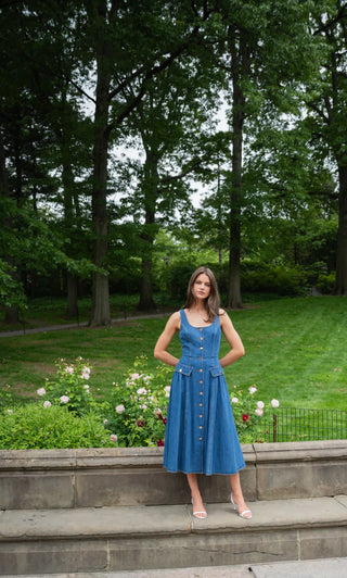 Belle Dress in Washed Denim