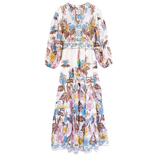 Clover Maxi Dress in Turq Yellow Floral
