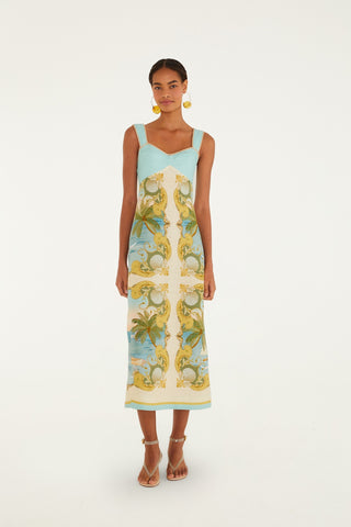 Royal Sea Slvlss Maxi Dress in Multicolor