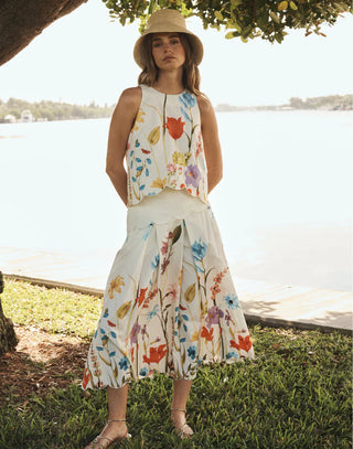 Prism Scallop Tank Top in Garden Muse