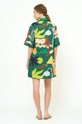 Collared Shirt Dress in Paradiso Green