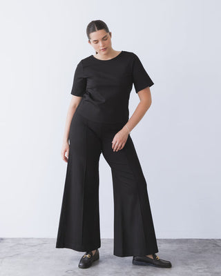 Ponte Knit Standard Wide Leg Pant in Black